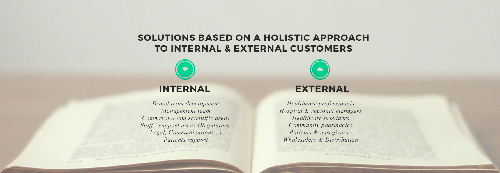 SOLUTIONS BASED ON A HOLISTIC APPROACH TO INTERNAL & EXTERNAL CUSTOMERS
